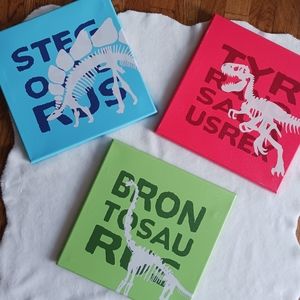 Dinosaur Art Canvas Wall Decor, Set of 3